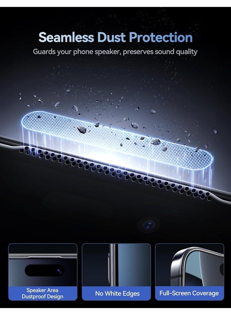 شاشة حماية من الزجاج مقوى 9H ESD Anti Static برميم مضادة للصدمات بحافة سوداء متوافقة مع آيفون 17 برو - Image 4